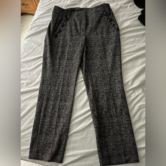 White House Black Market Jolie Glenn Plaid Button Pants Gray Women Size 10 - Picture 3 of 6